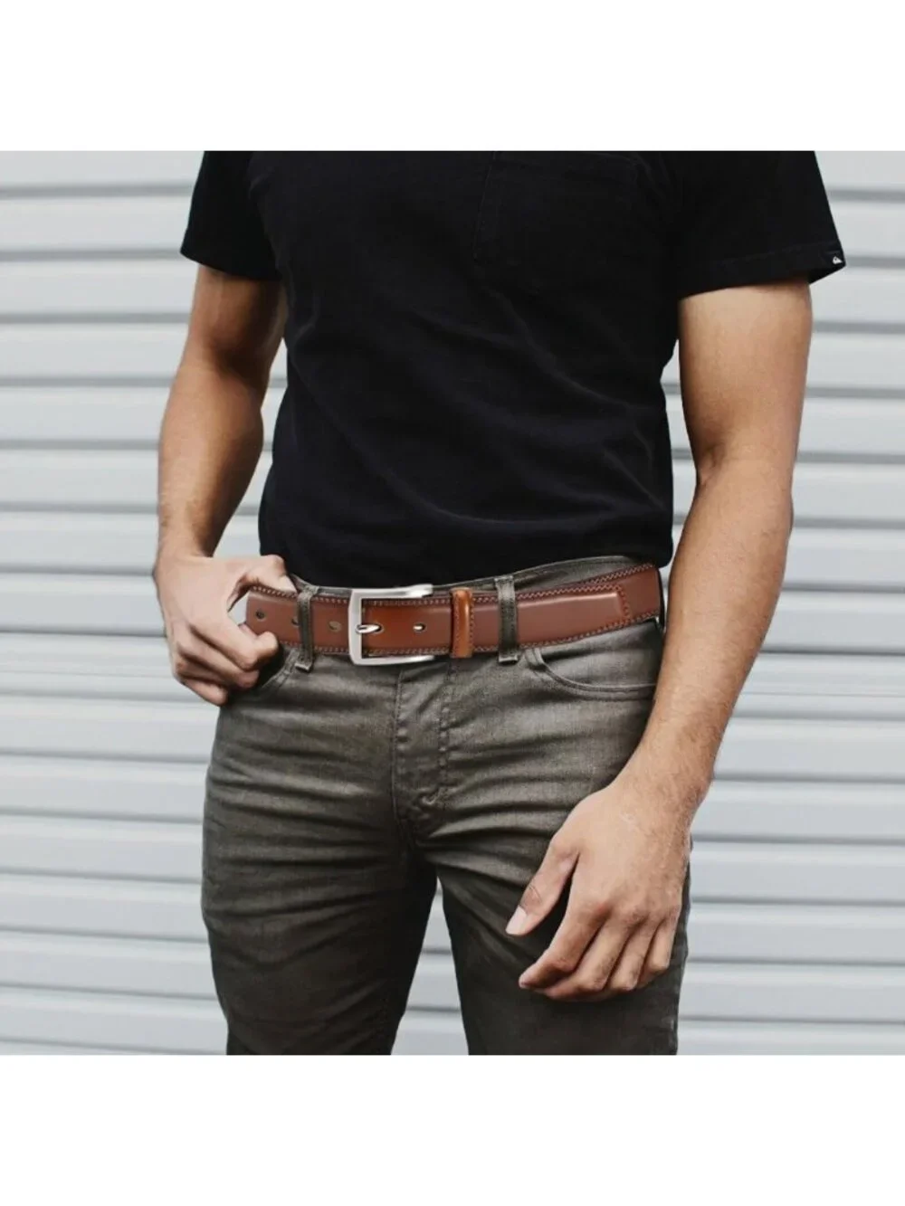 Men's Genuine Leather Dress Belts - 2 Pack, 1.32